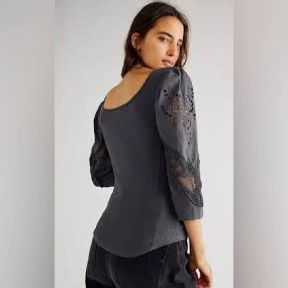 Free People Brunch Date Top in Metal Stiletto- NWT SIZE L